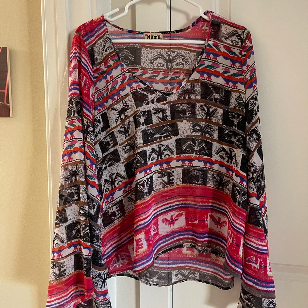 Show Me Your Mumu Butterfly Aztec Bell Sleeve Top